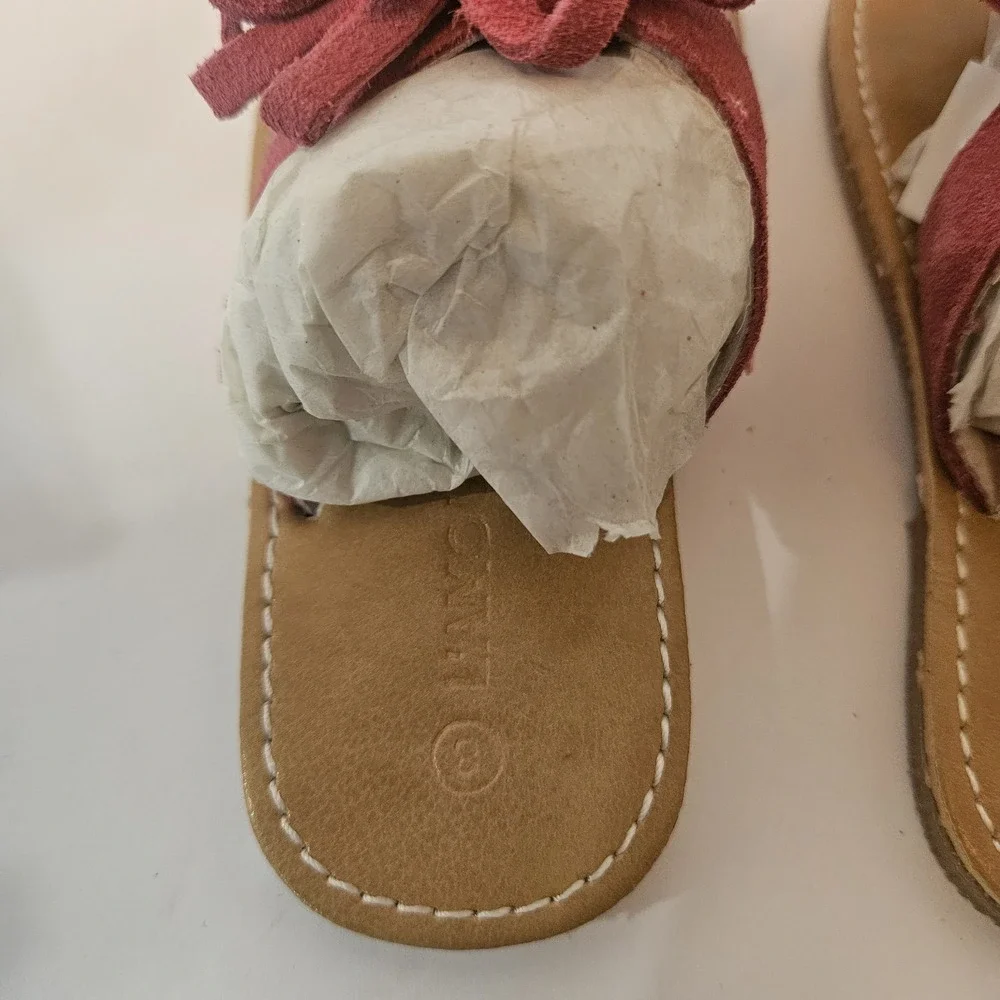L'Amour Girls Flower Thong Sandal Suede Sz 8 NIB Pink Coquette Core Princess